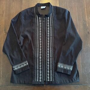 BonWorth Black Men's Jacket with White Embroidery